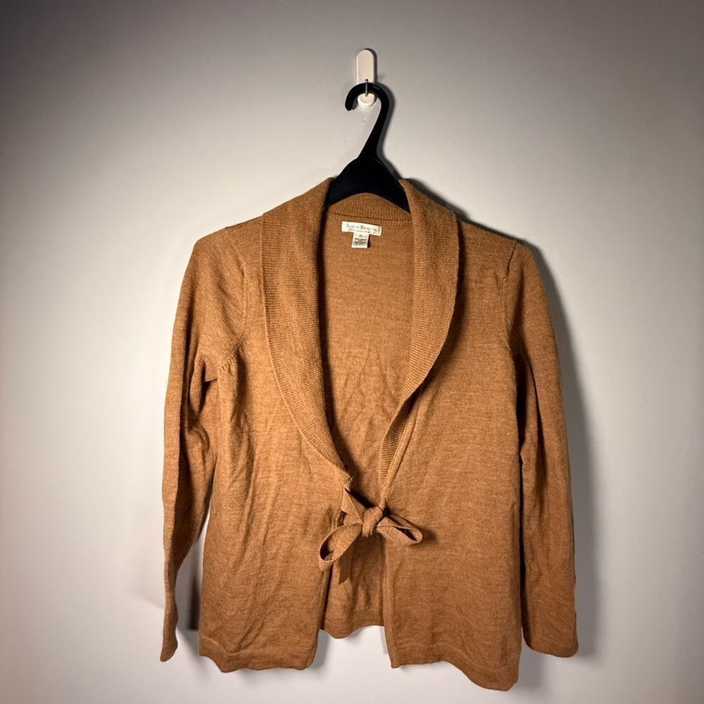 Susan Bristol Kimono Sweater Woman’s XL Camel Color Wool Knit Belted Waist